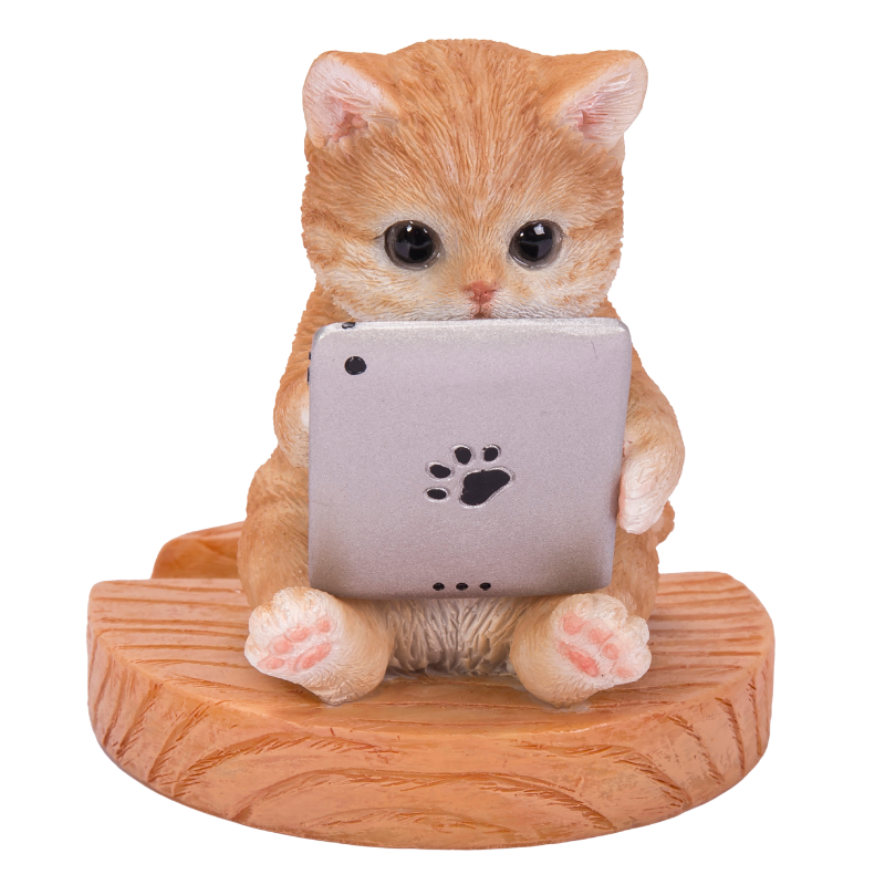 タブレットを見るサバトラ白猫 スマホスタンド