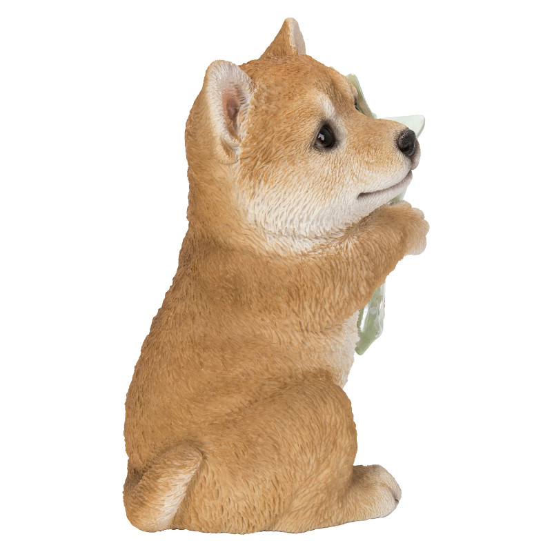 ブーケを持つ柴犬 一輪挿し