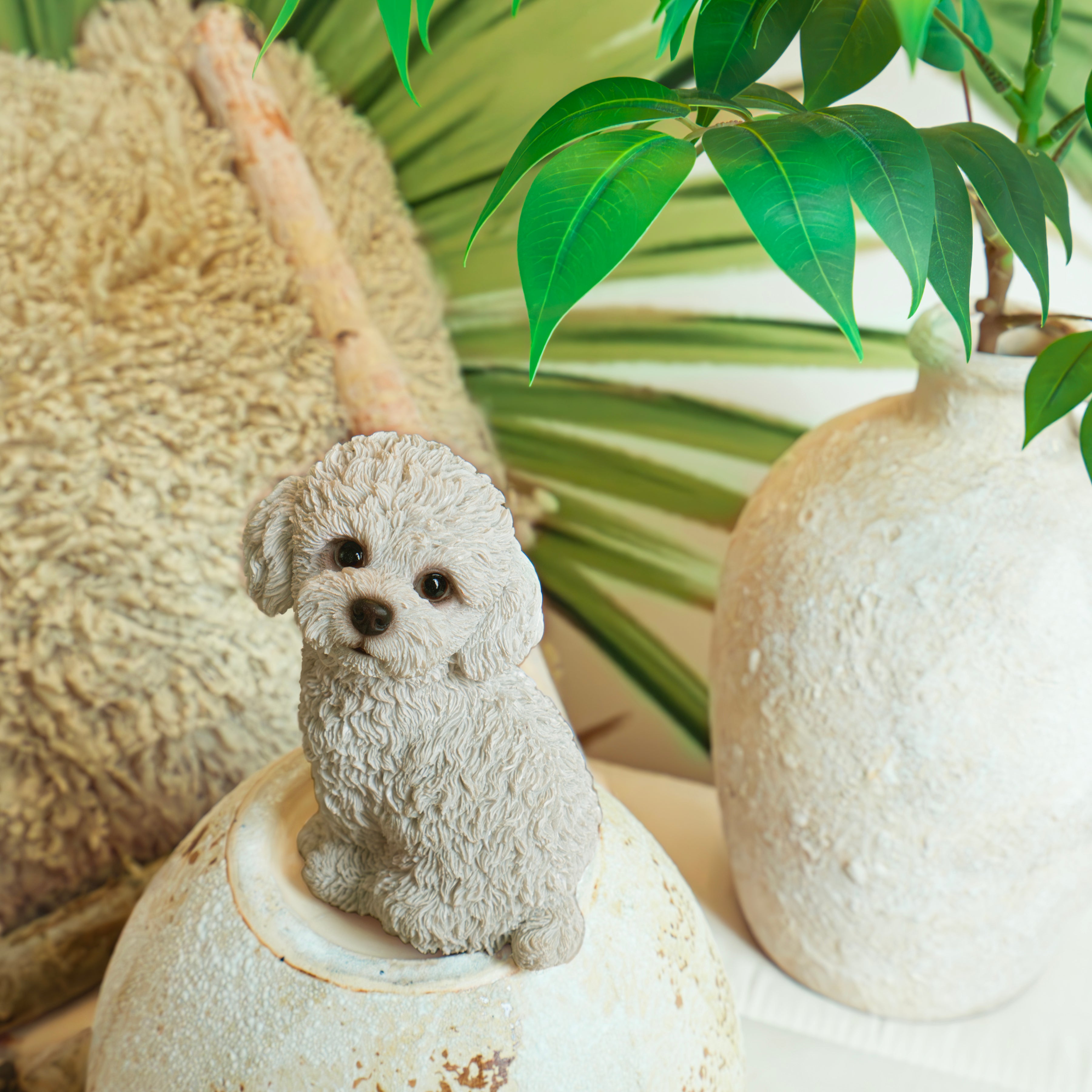 トイプードル（ホワイト 白）の羊毛フェルト 犬 羊毛フェルト