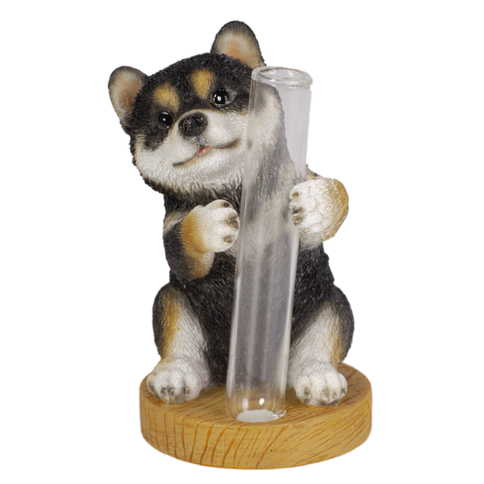黒柴犬 一輪挿し