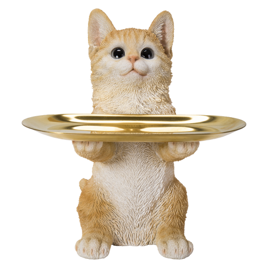 茶トラ猫の小物置き（マグネットで取り外し可能皿）