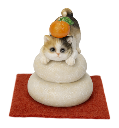 鏡餅飾り 三毛猫