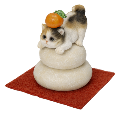 鏡餅飾り 三毛猫