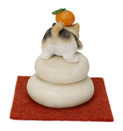 鏡餅飾り 三毛猫