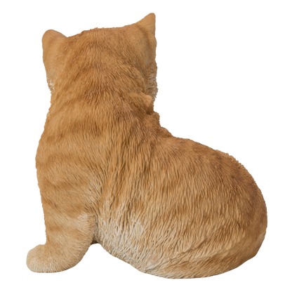後ろ足をなめる茶トラ猫