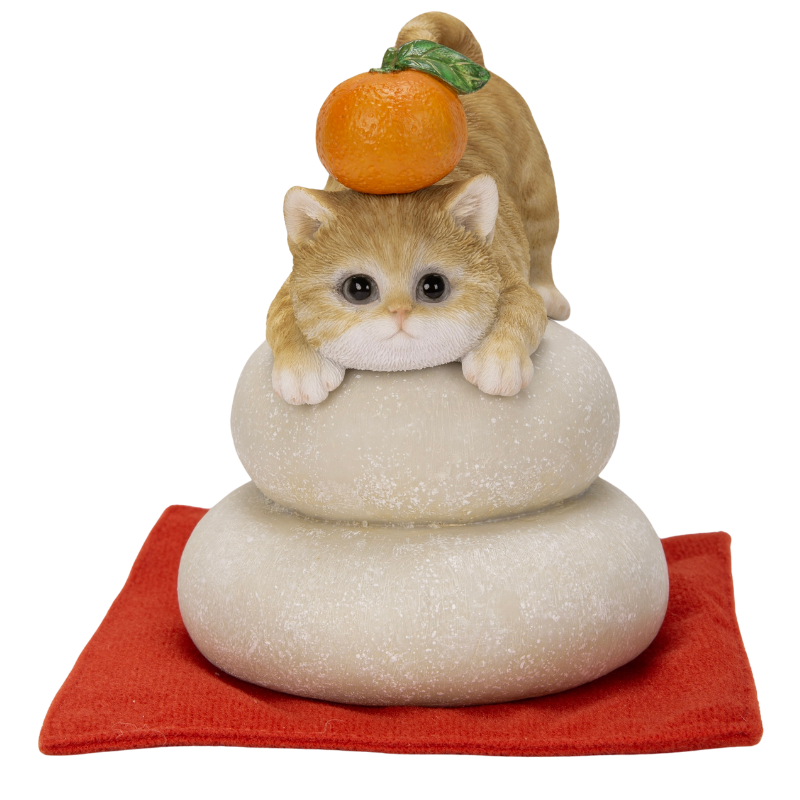 鏡餅飾り 茶トラ猫