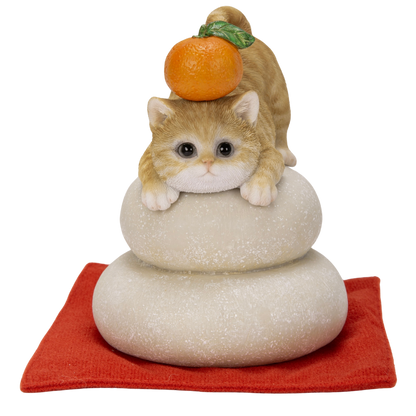 鏡餅飾り 茶トラ猫