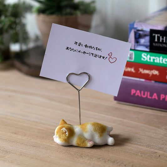 茶トラ白猫メモホルダー