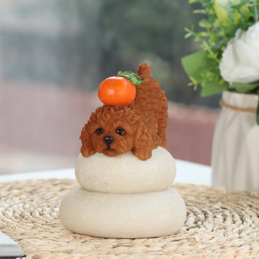 鏡餅飾り トイプードル レッド