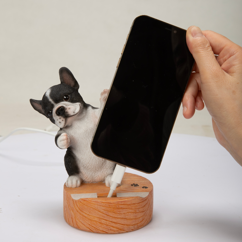Dancing黒白フレンチブルドッグのスマホスタンド